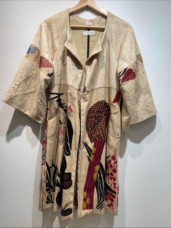 Dries Van Noten Jackets & Blazers - Unique Dries Van Noten Embroidered Beige Kimono Coat
